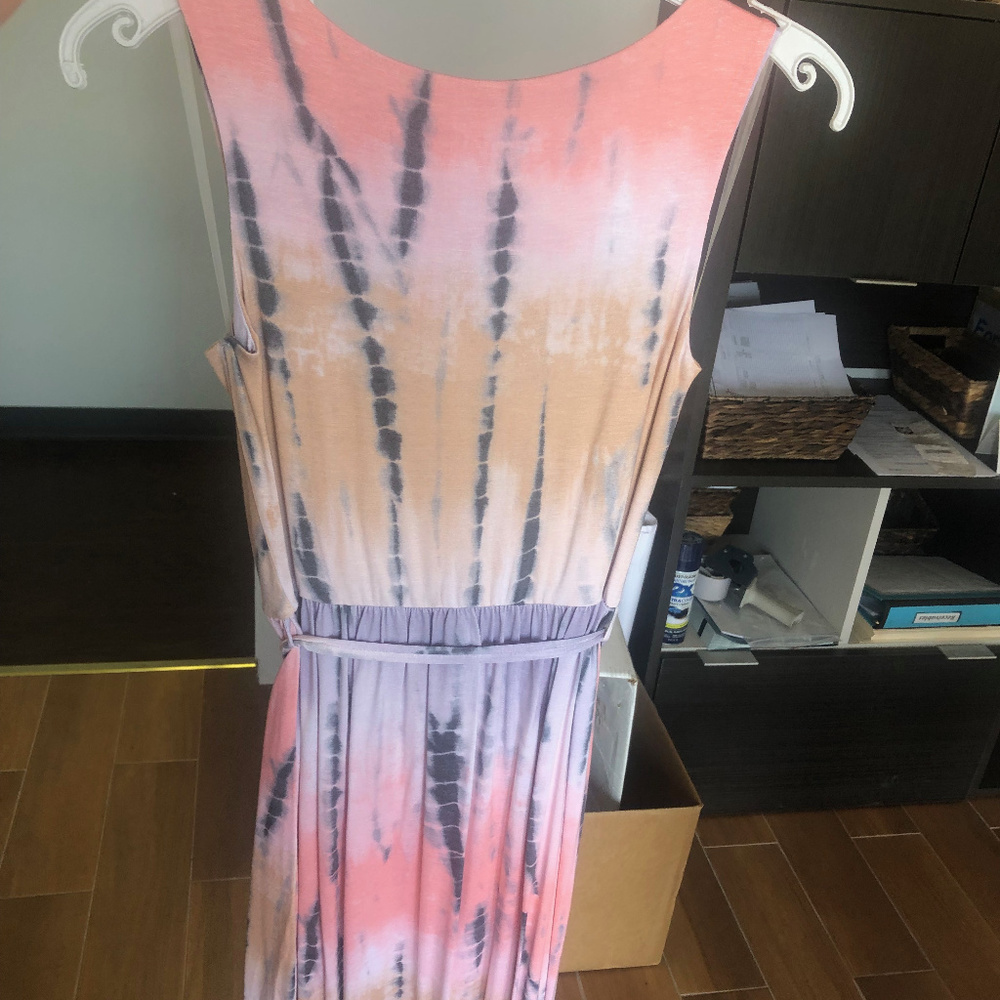 Tye Dye Pink and Lavender Summer Dress - Picture 5 of 5